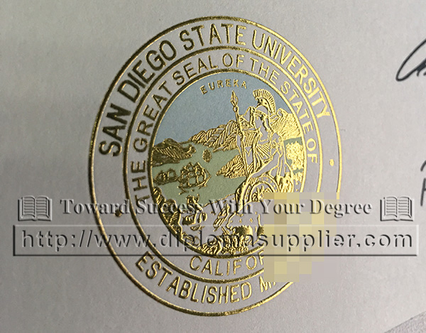 San Diego State University gold seal, SDSU embossed seal