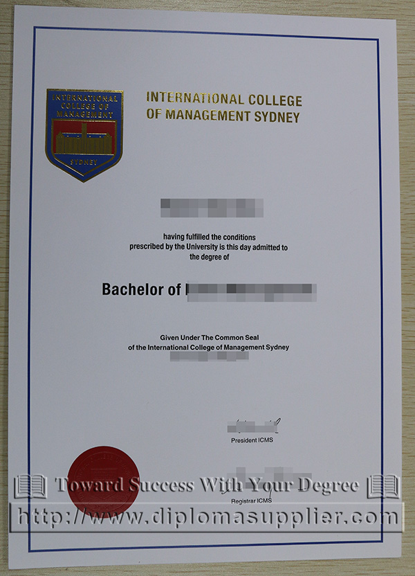 ICMS/International College of Management, Sydney fake degree sample