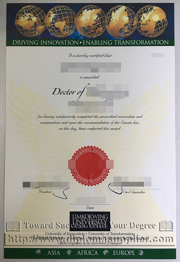 Limkokwing University diploma, Limkokwing University degree certificate