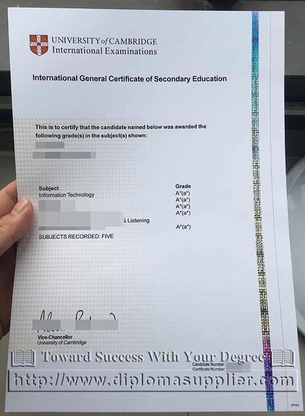 fake IGCSE certificate from University of Cambridge