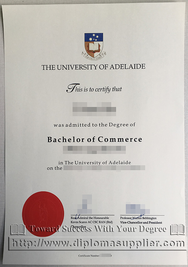 University of Adelaide degree certificate