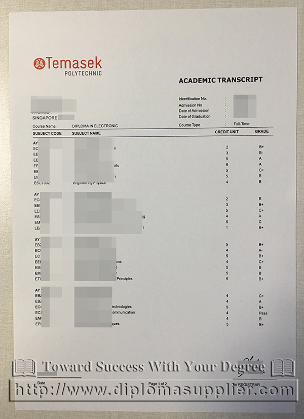 Temasek Polytechnic/Temasek Poly diploma with transcript