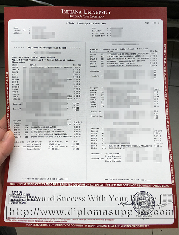 Indiana University fake transcript, where to order it?
