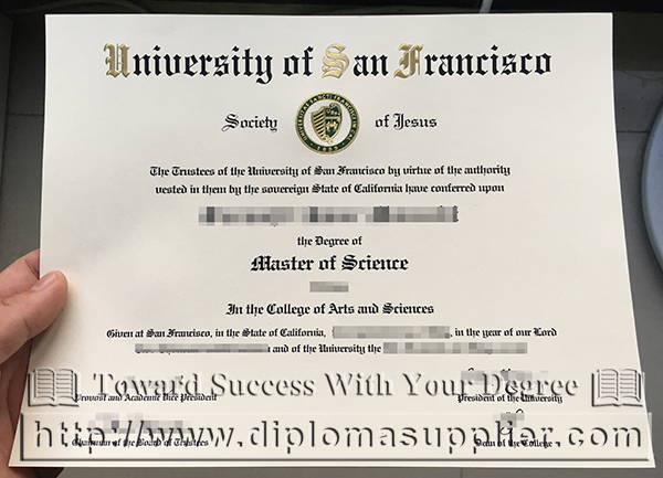 USF degree certificate, University of San Francisco degree