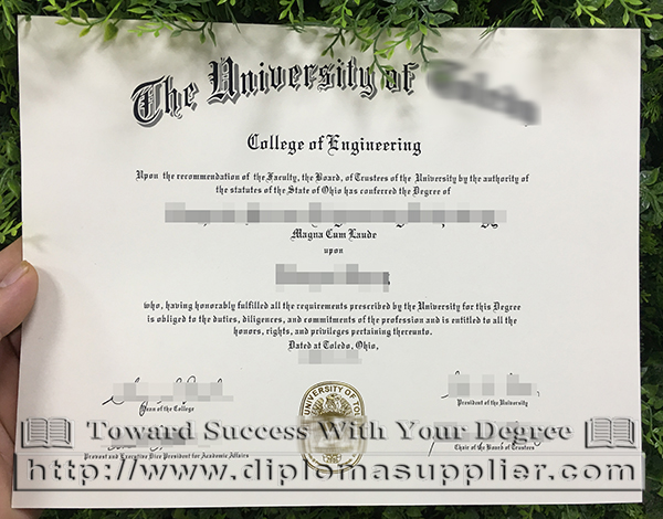 The University of Toledo fake diploma sample for sale