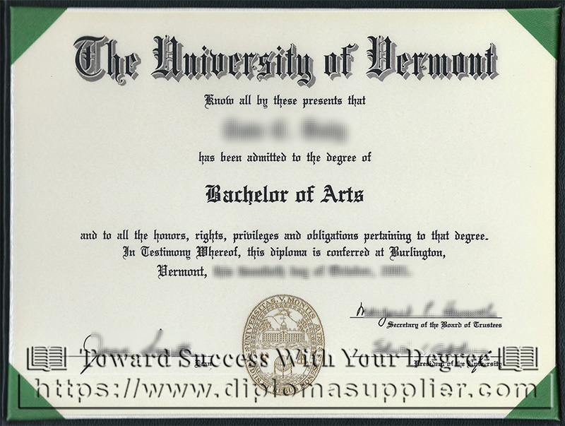 The University of Vermont degree, The University of Vermont diploma, US degree