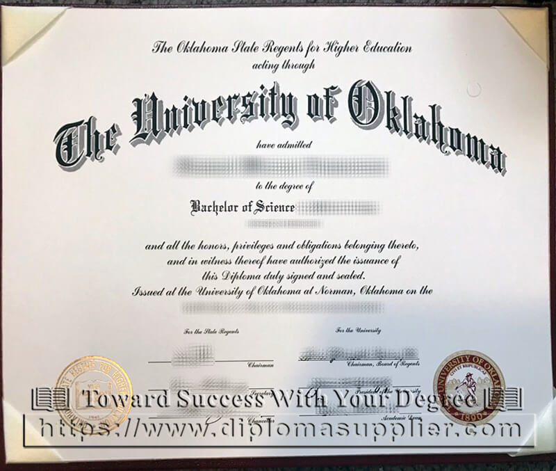 The University of Oklahoma diploma, The University of Oklahoma degree, OU degree certificate