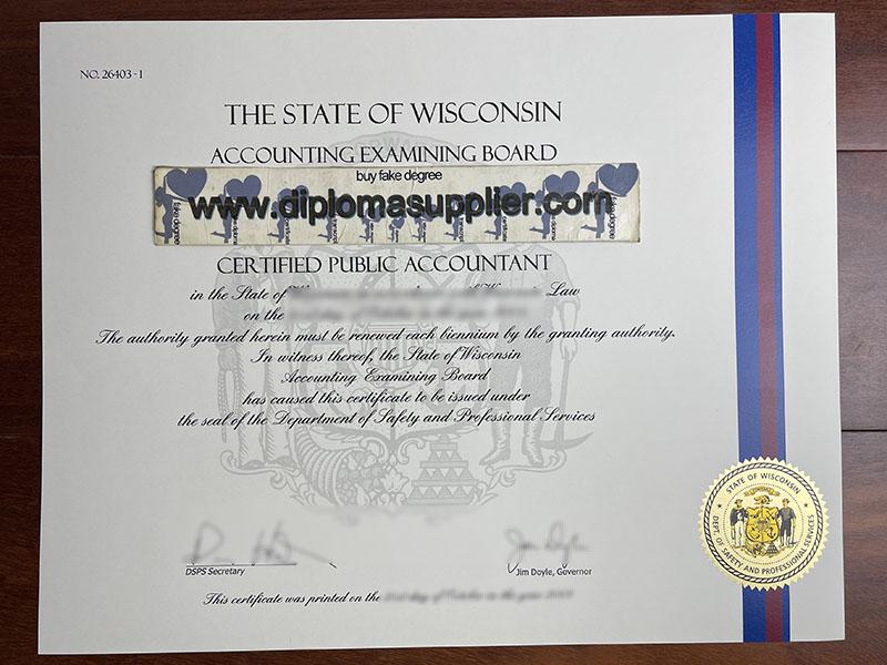 Wisconsin CPA diploma, Wisconsin CPA fake certificate, buy fake degree